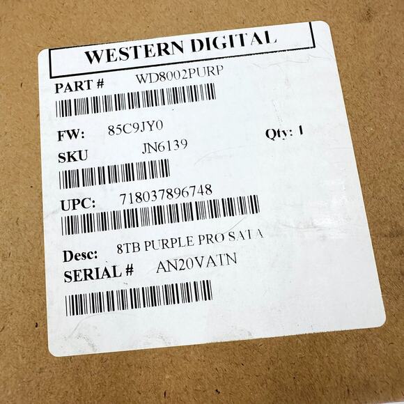 WD Purple Pro 8TB Hard Drive 3.5" SATA 6GBs 256MB HDD WD8002PURP Sealed - Picture 4 of 5